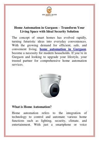 Home Automation in Gurgaon  Transform Your Living Space with Ideal Security Solution