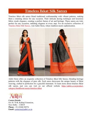 Timeless Ikkat Silk Sarees