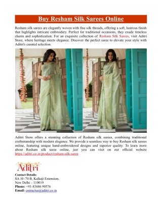 Buy Resham Silk Saree Online