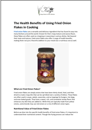 The Health Benefits of Using Fried Onion Flakes in Cooking