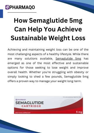 How Semaglutide 5mg Can Help You Achieve Sustainable Weight Loss