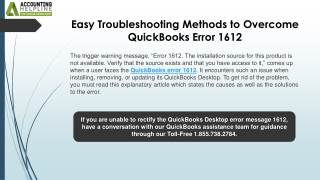 Effective ways to tackle QuickBooks Error Code 1612
