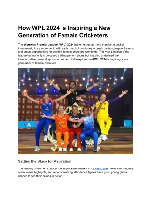 How WPL 2024 is Inspiring a New Generation of Female Cricketers