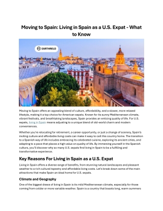 Moving to Spain - Living in Spain as a U.S. Expat - What to Know