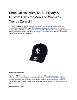 Shop Official NBA, MLB, Military & Custom Caps for Men and Women - Trendy Zone 21