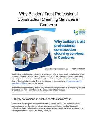 Why builders trust professional construction cleaning services in Canberra