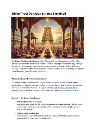 Srivani Trust Donation Scheme Explained