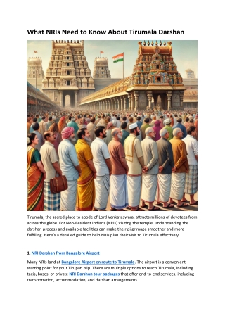What NRIs Need to Know About Tirumala Darshan