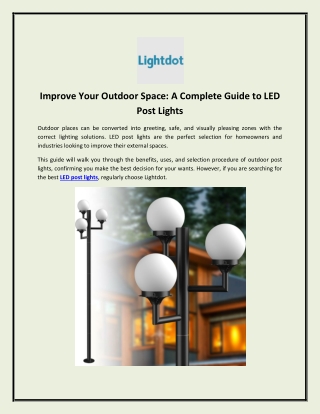 Improve Your Outdoor Space: A Complete Guide to LED Post Lights