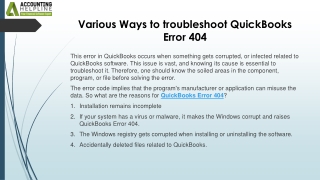 How to tackle QuickBooks Error Code 404