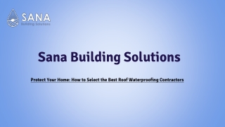 Waterproofing in Building Construction - Sana Building Solution