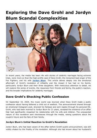 Exploring the Dave Grohl and Jordyn Blum Scandal Complexities