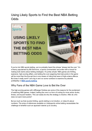 Using Likely Sports to Find the Best NBA Betting Odds