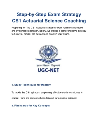 Step-by-Step Exam Strategy CS1 Actuarial Science Coaching