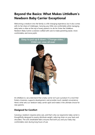 Beyond the Basics: Why LittleBum’s Newborn Baby Carrier Stands Out