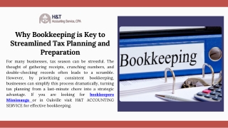 Why Bookkeeping is Key to Streamlined Tax Planning and Preparation