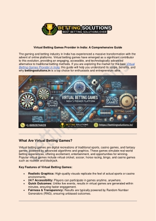 Virtual Betting Games Provider in India – Bettingsolutions
