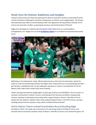 Healy Eyes Six Nations Ambitions and Insights
