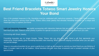 Best Friend Bracelets Totwoo Smart Jewelry Honors Your Bond