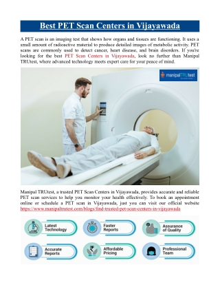 Best PET Scan Centers in Vijayawada
