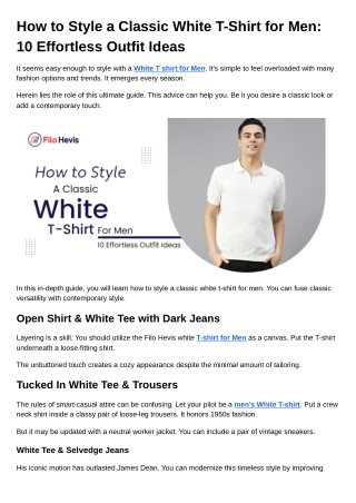 How to Style a Classic White T-Shirt for Men 10 Effortless Outfit Ideas