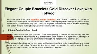Elegant Couple Bracelets Gold Discover Love with Totwoo