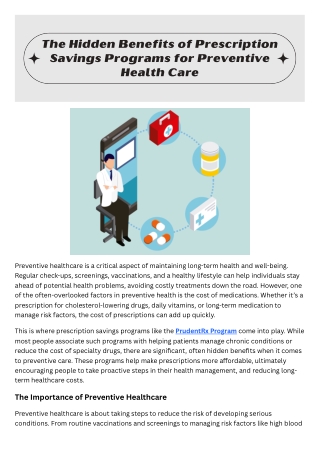 The Hidden Benefits of Prescription Savings Programs for Preventive Health Care