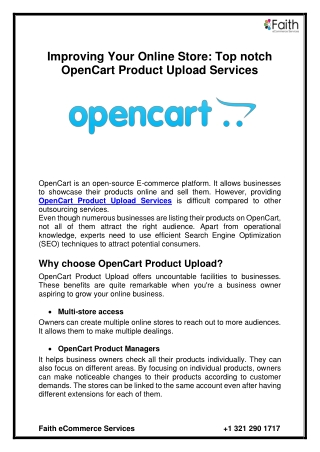 Improving Your Online Store: Top notch OpenCart Product Upload Services