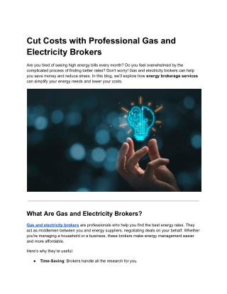 Cut Costs with Professional Gas and Electricity Brokers