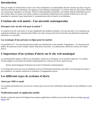 L'importance d'un système d'alerte sur le site web municipal.