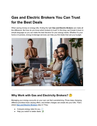 Gas and Electric Brokers You Can Trust for the Best Deals