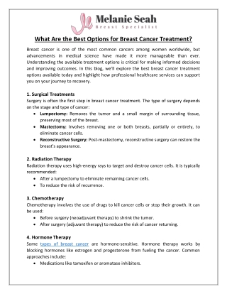 What Are the Best Options for Breast Cancer Treatment