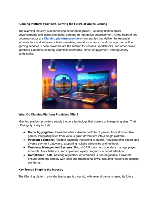 iGaming Platform Providers: Driving the Future of Online Gaming