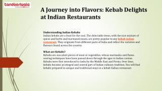 A Journey into Flavors Kebab Delights at Indian Restaurants