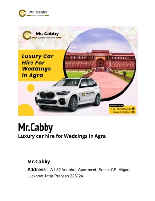 Luxury car hire for Weddings in Agra