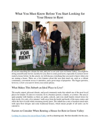 What You Must Know Before You Start Looking for Your House to Rent