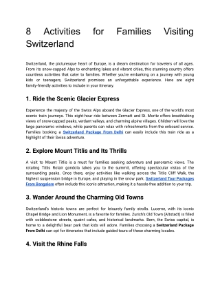 8 Activities for Families Visiting Switzerland