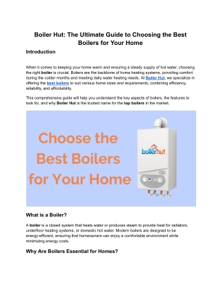 Boiler Hut_ The Ultimate Guide to Choosing the Best Boilers for Your Home