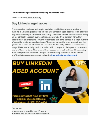 To Buy Linkedin Aged account~Everything You Need to Know