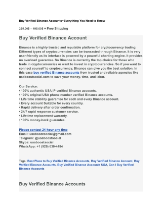 Buy Verified Binance Accounts~Everything You Need to Know