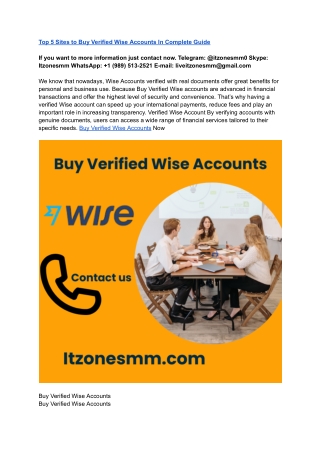 Top 5 Sites to Buy Verified Wise Accounts In Complete Guide