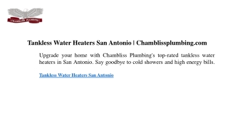 Tankless Water Heaters San Antonio  Chamblissplumbing.com