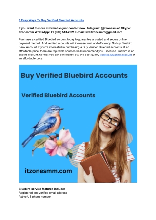 3 Easy Ways To Buy Verified Bluebird Accounts