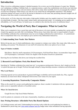 Navigating the World of Party Bus Companies: What to Look For