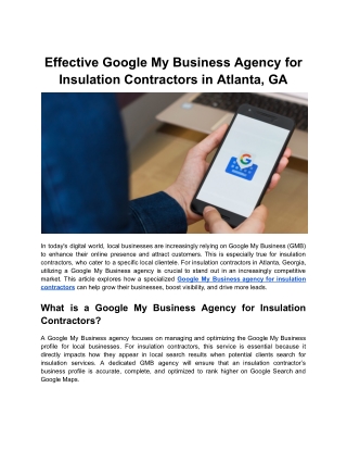 Effective Google My Business Agency for Insulation Contractors in Atlanta, GA