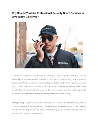 Why Should You Hire Professional Security Guard Services in Simi Valley, California (1)