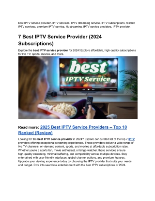 7 Best IPTV Service Provider (2024 Subscriptions)