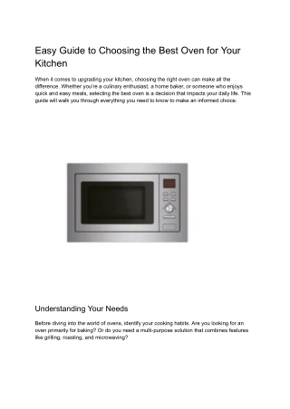Easy Guide to Choosing the Best Oven for Your Kitchen