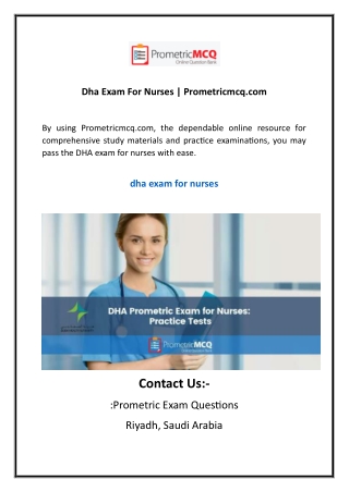 Dha Exam For Nurses Prometricmcq