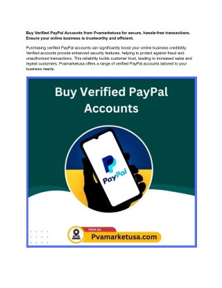 Buy Verified PayPal Accounts Pvamarketusa